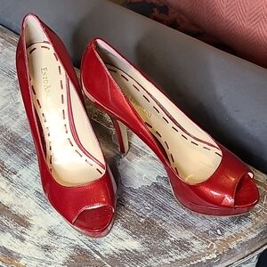 Enzo Angiolini Red Peep Toe Heels